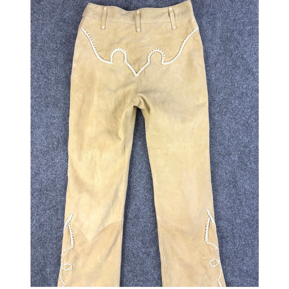 Michelle Julene Leather Western Pants‎ Whipstitch Bootcut Small Vtg Boho OOAK